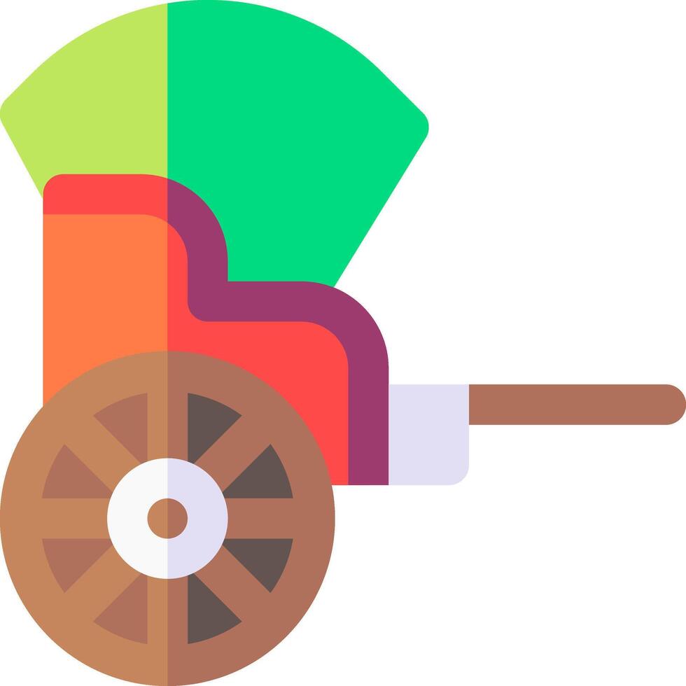 A colorful wagon with a green and red wheel vector