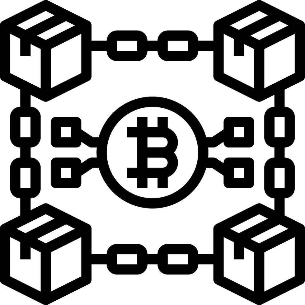 Bitcoin block chain icon vector