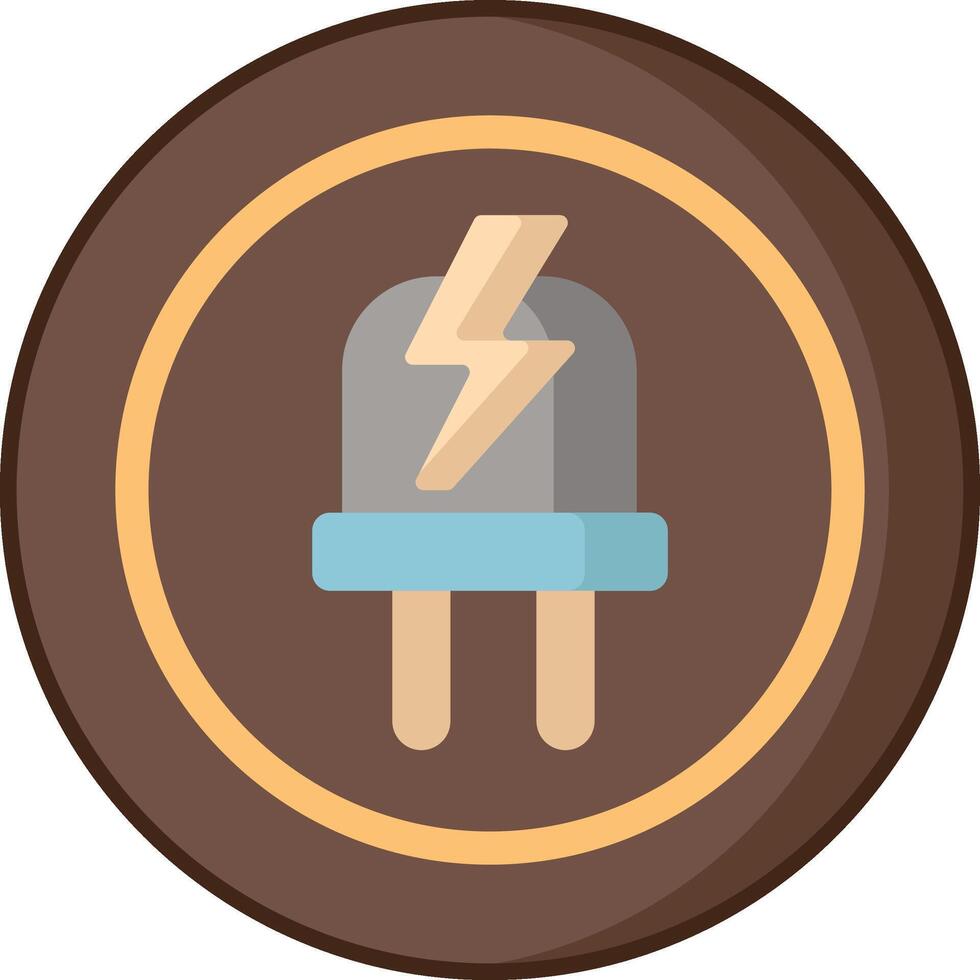 A flat icon of a light bulb with a lightning bolt vector