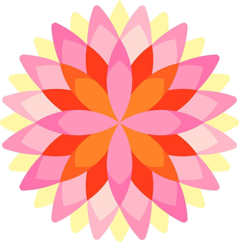 A pink and yellow flower with a central center vector