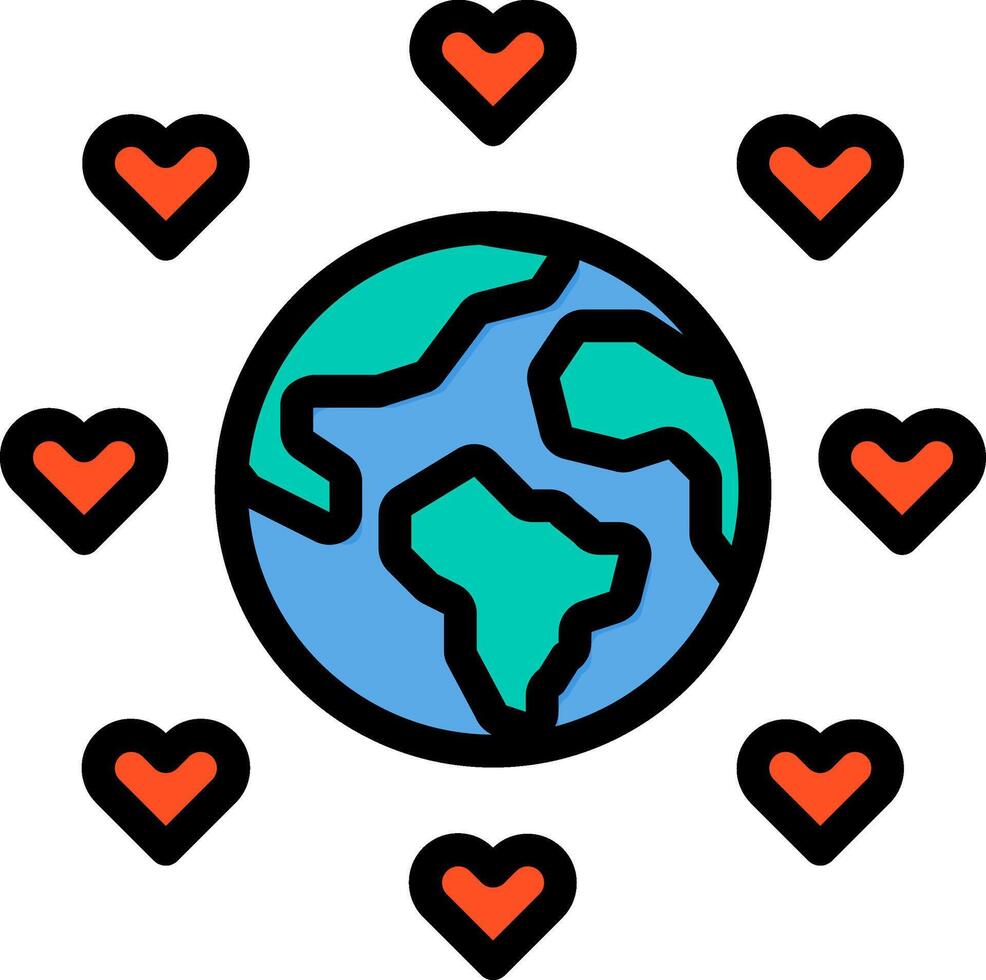 A globe surrounded by hearts vector