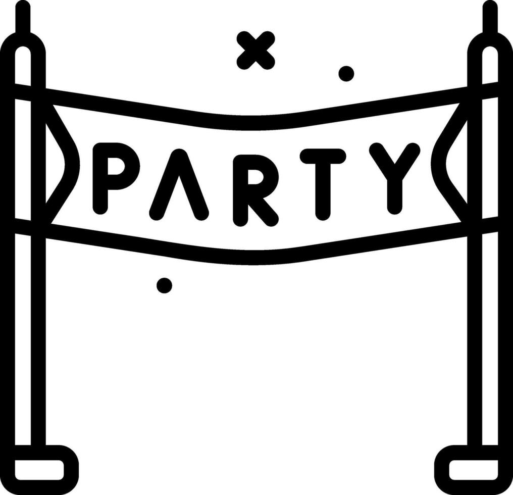 A black and white illustration of a party banner vector