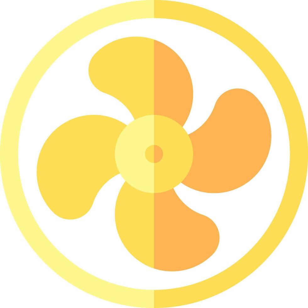 A yellow fan in a circle with a yellow background vector