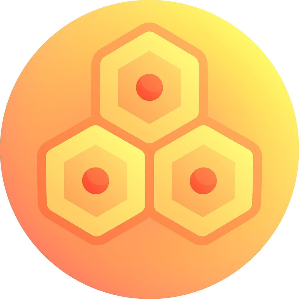 A yellow and orange hexagon with four hexagons inside vector