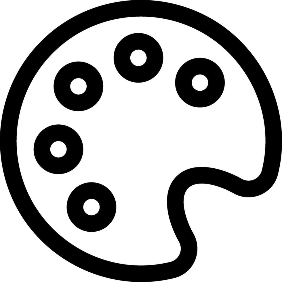 A black and white icon of a paint palette vector