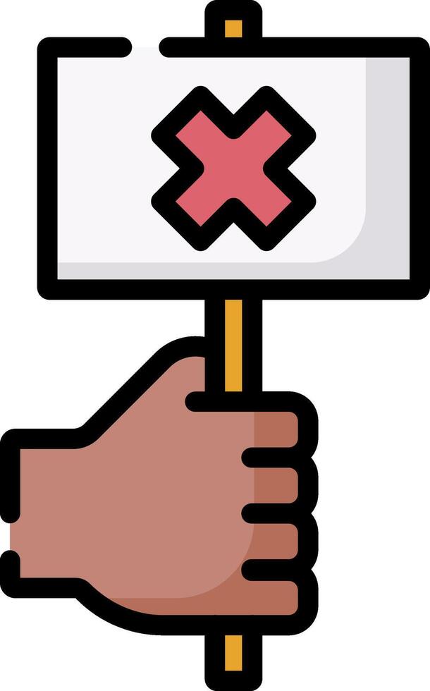 A hand holding a sign with an x on it vector