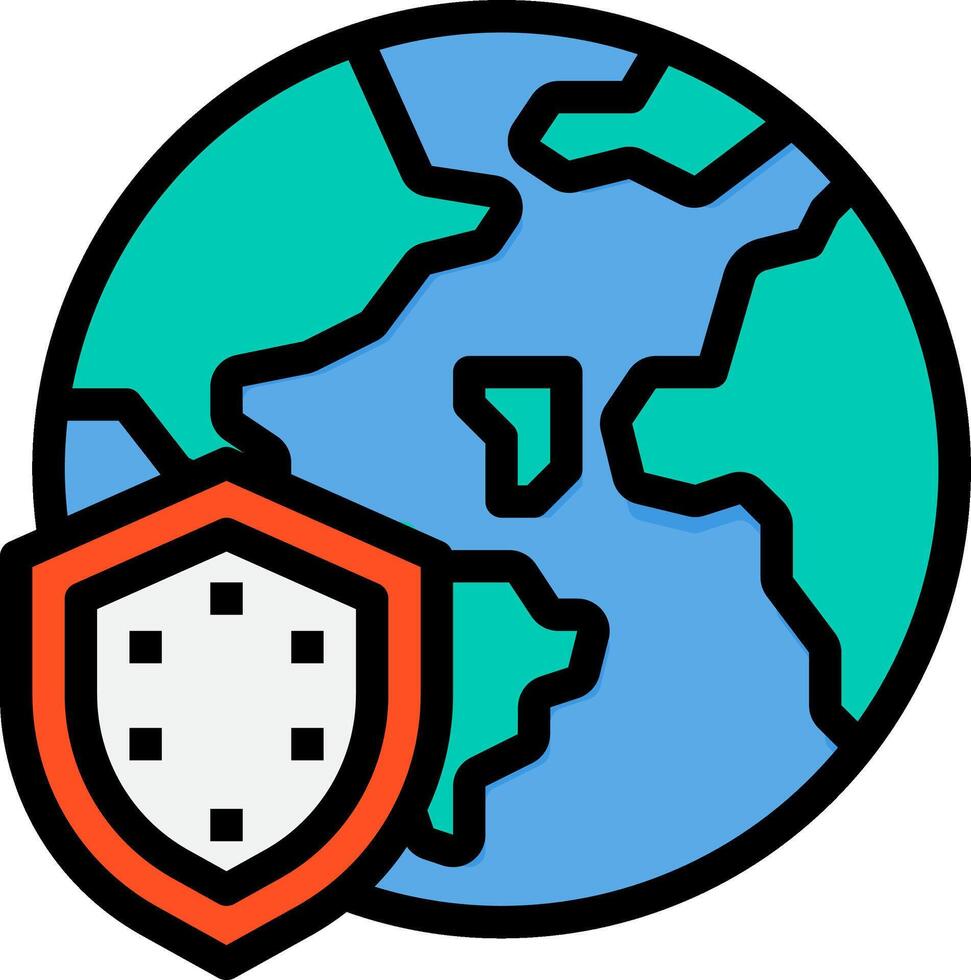 A globe with a shield and a shield vector