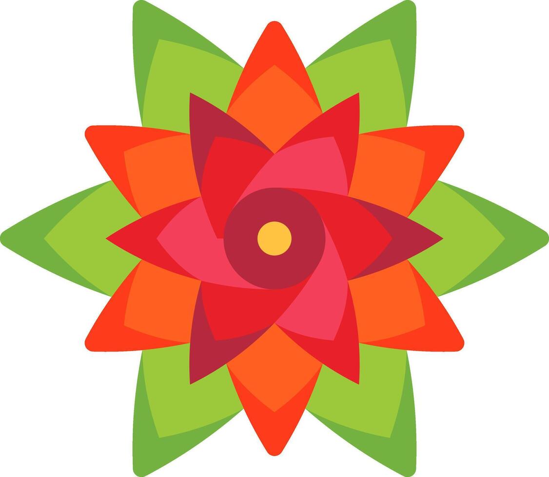 A red and green flower with a central center vector