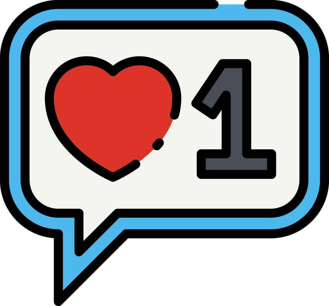 A speech bubble with a heart and the number one vector