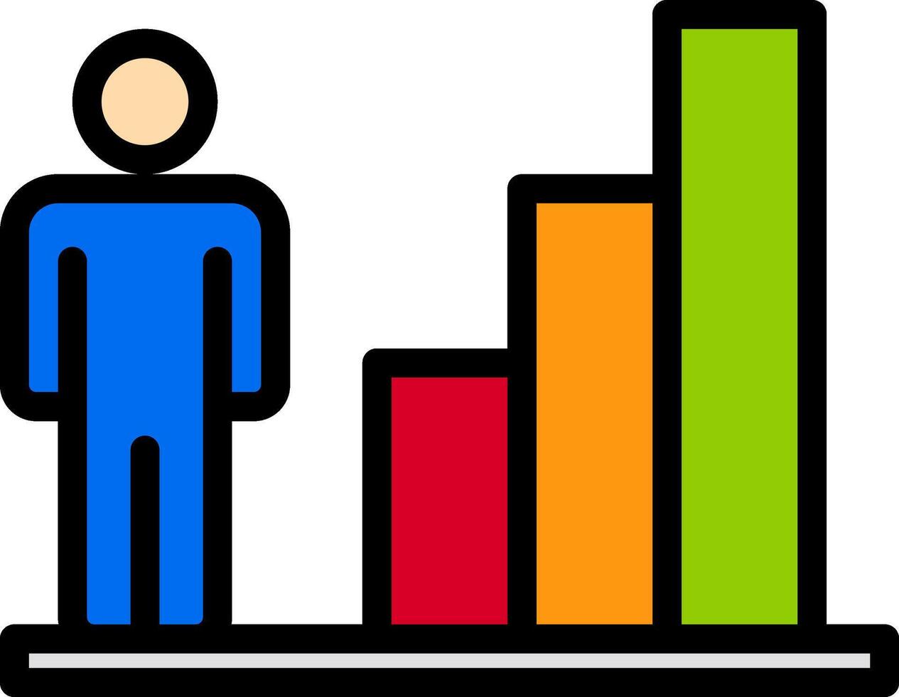 A person standing next to a bar chart vector