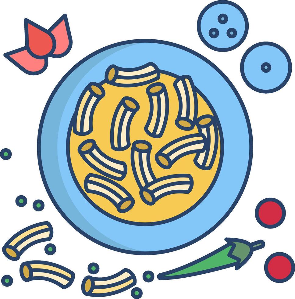 Pasta with vegetables and beans on a plate vector