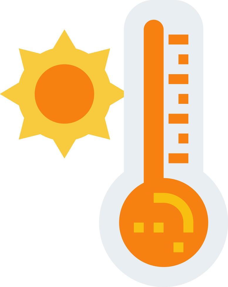 A thermometer and sun are shown next to each other vector