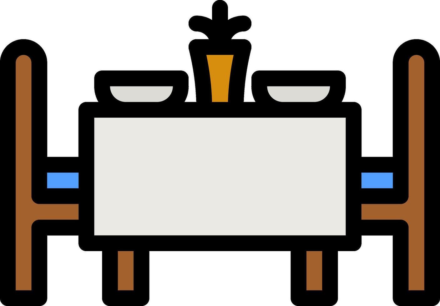 A table with two chairs and a plate vector