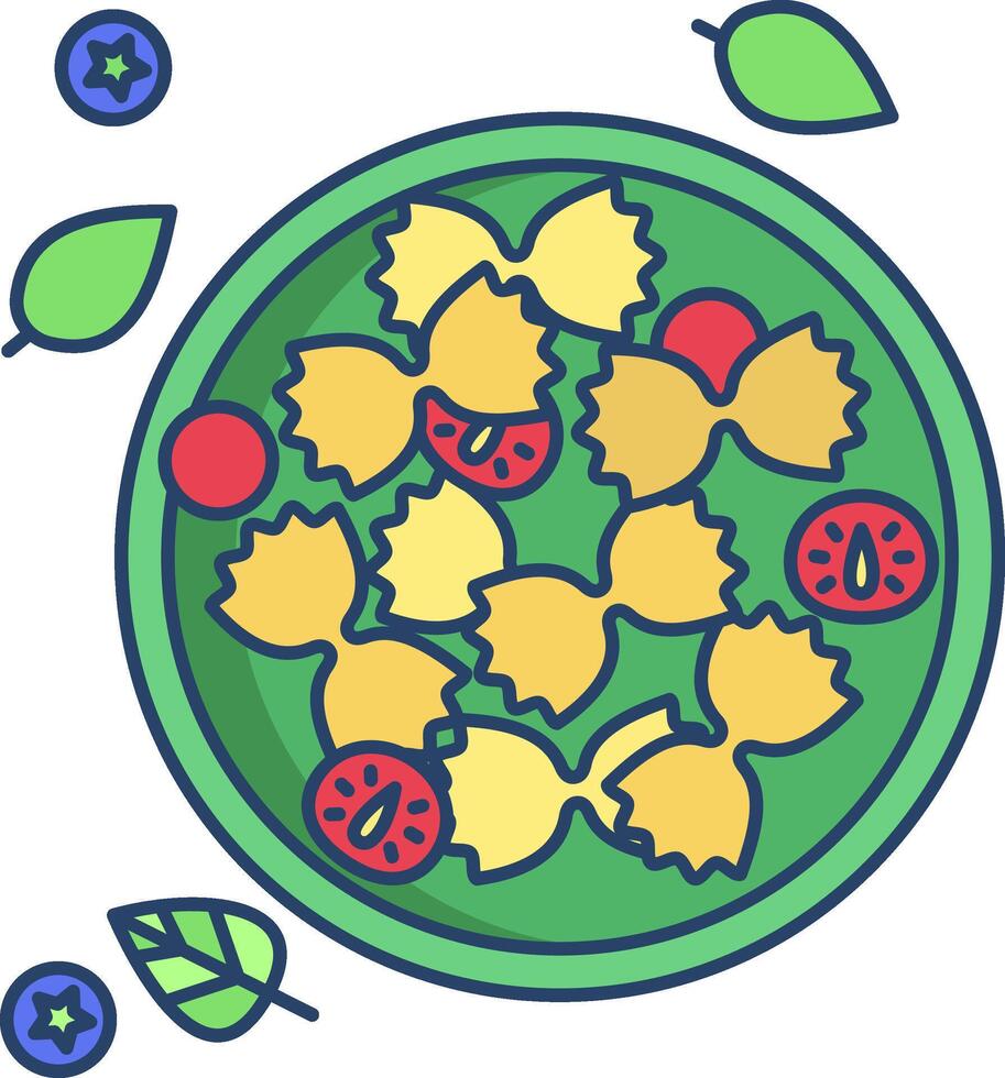 A plate with pasta and tomatoes on it vector