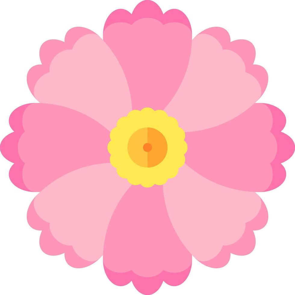 A pink flower with yellow center on a white background vector