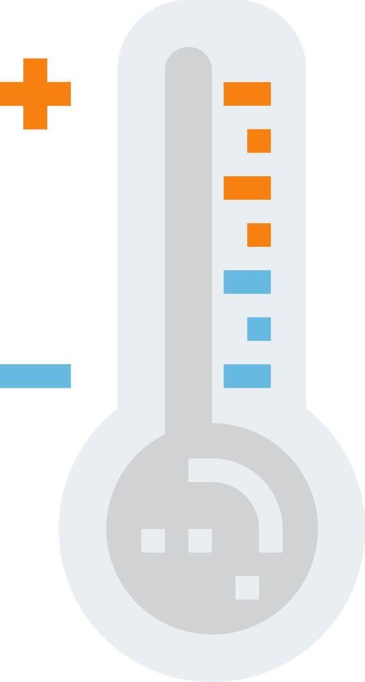 A thermometer with a plus sign and a minus sign vector