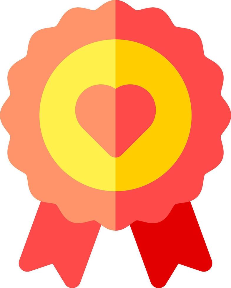 A red and yellow ribbon with a heart in the center vector