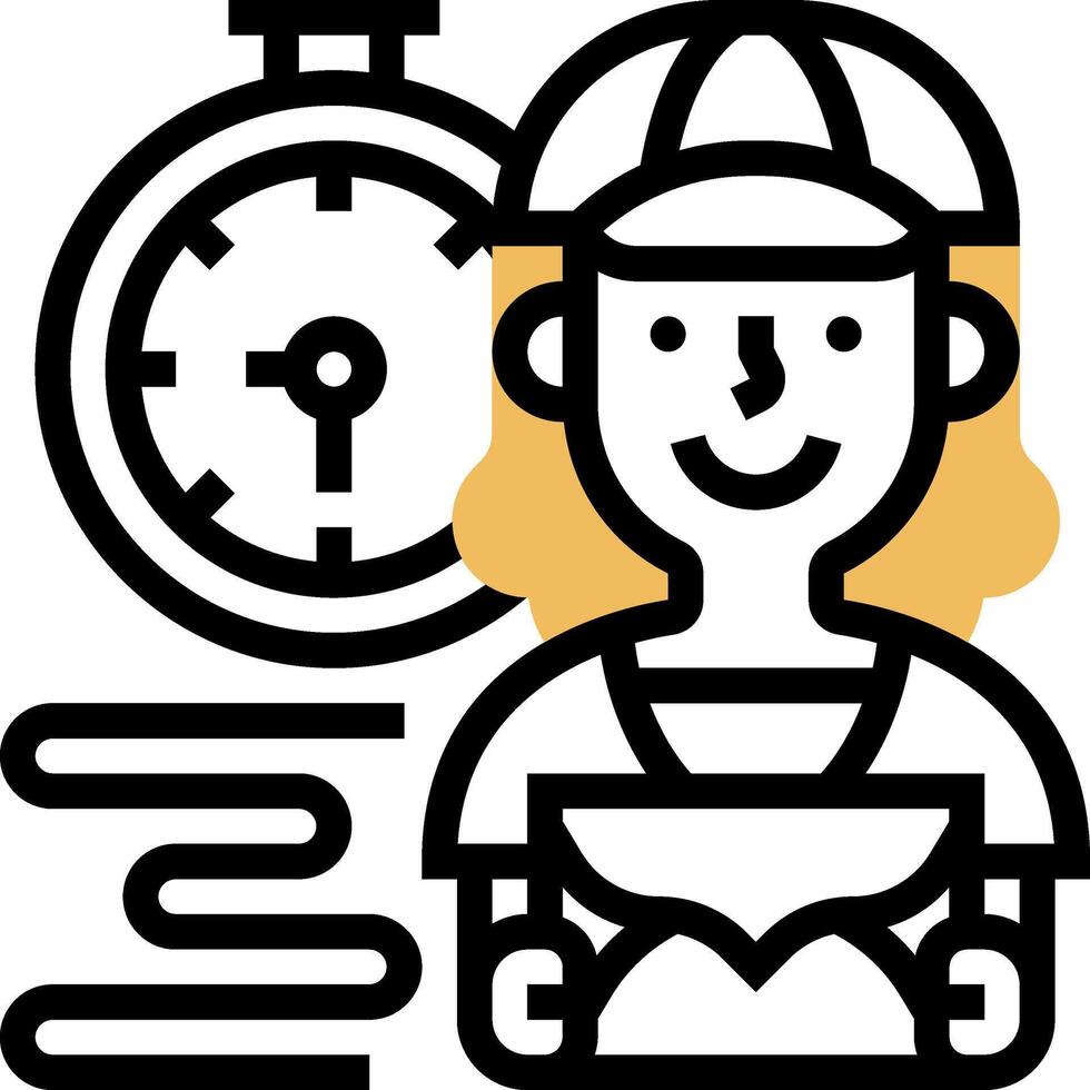 A woman with a clock and a bag vector