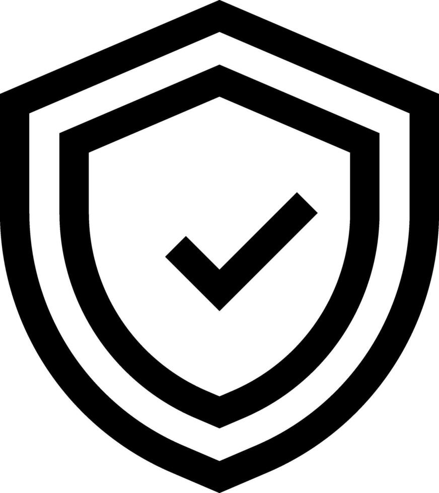 A black and white shield with a tick mark vector