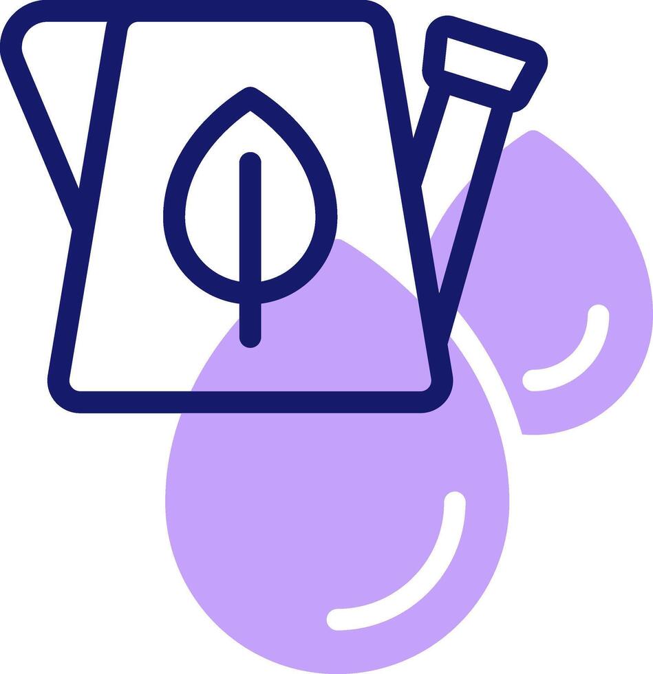 A purple watering can with a leaf on it vector