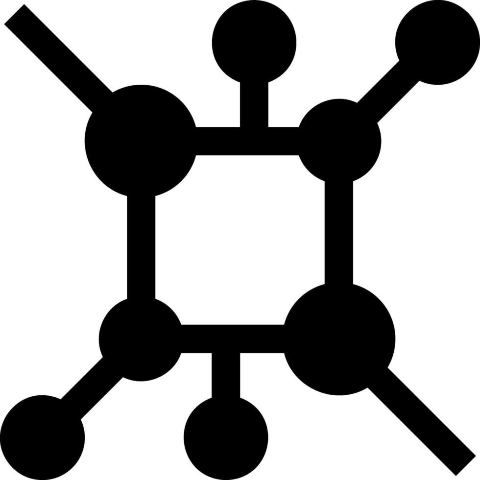 A black and white image of a molecule vector