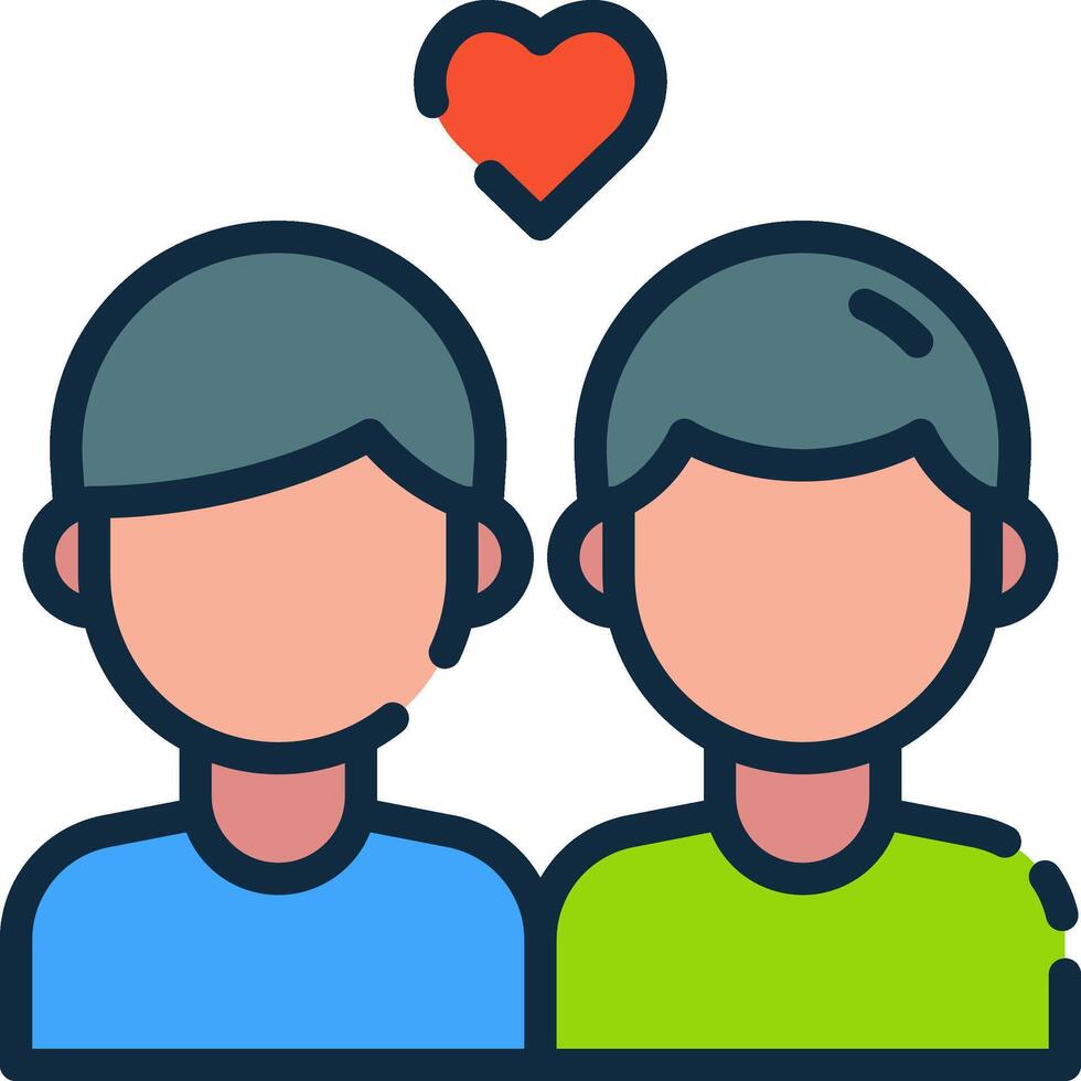 Two men with hearts over their heads vector
