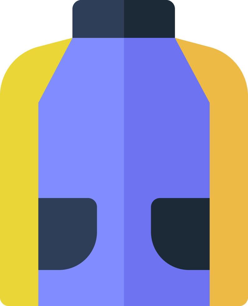 A blue backpack with yellow straps vector