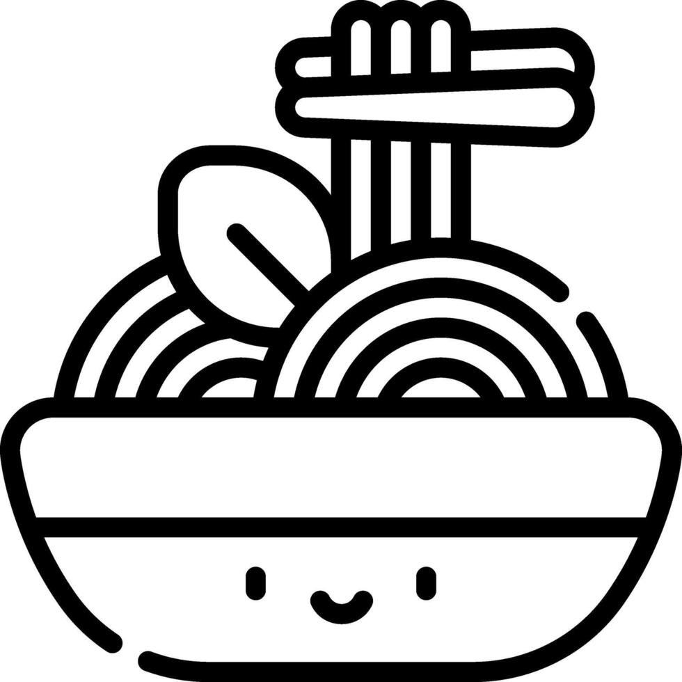 A black and white illustration of a bowl of noodles vector