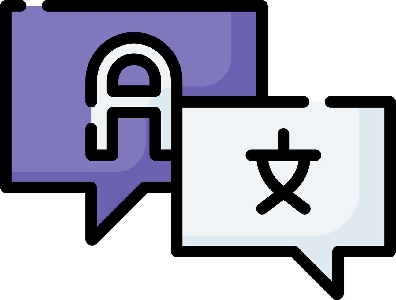 Two speech bubbles with the word a and an arrow vector