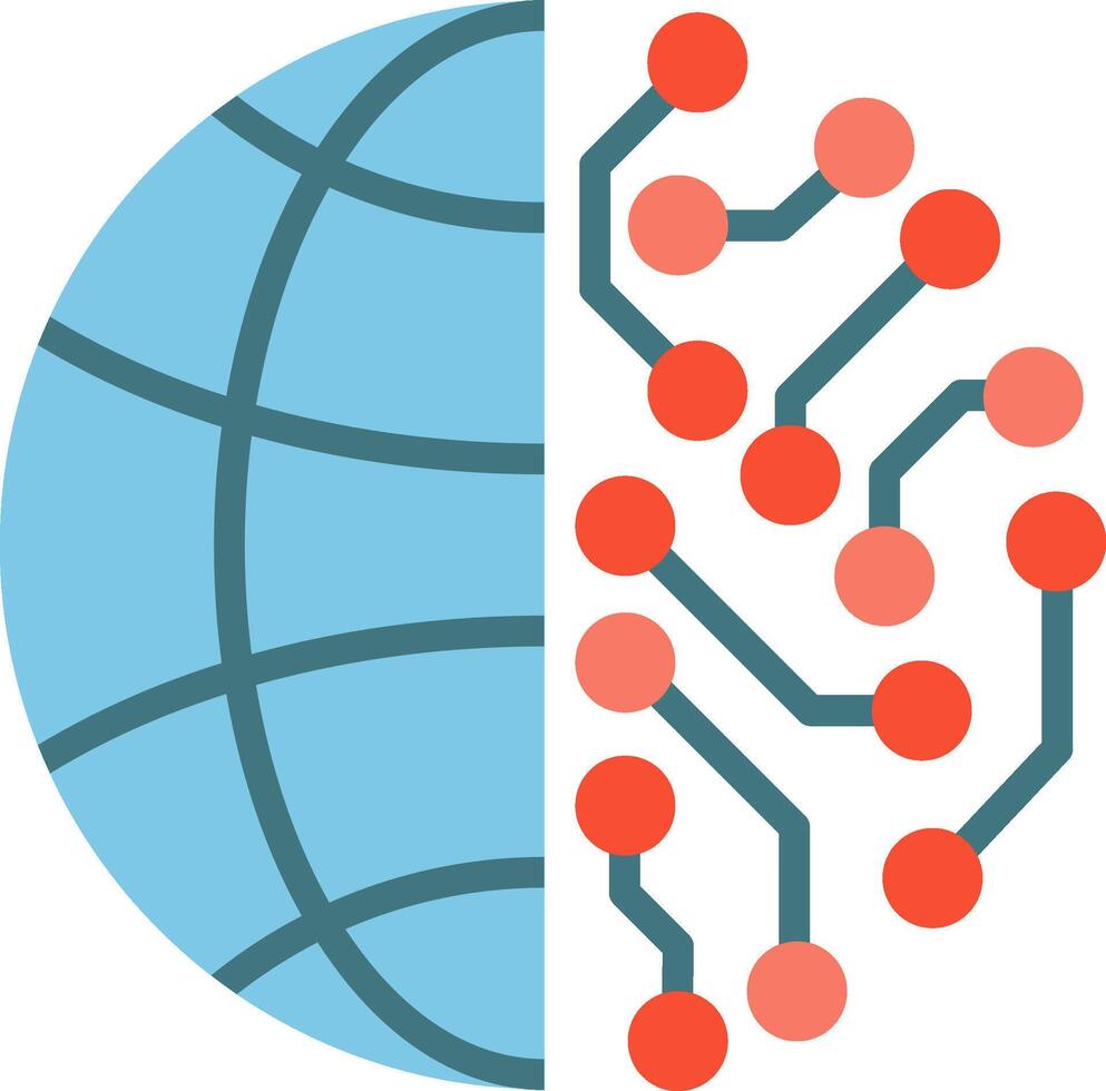 A globe with dots and a network vector