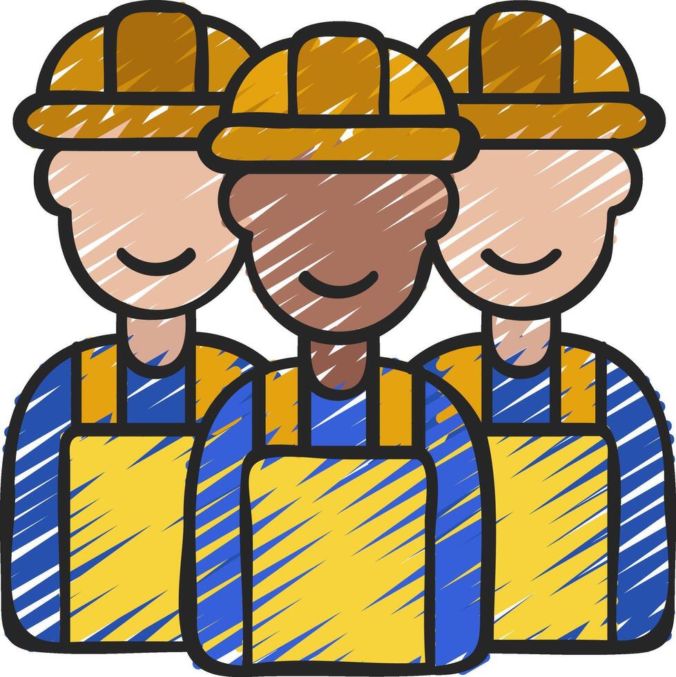 Three men in hard hats and overalls vector