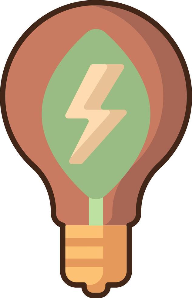 Light bulb with a green leaf and a lightning bolt vector