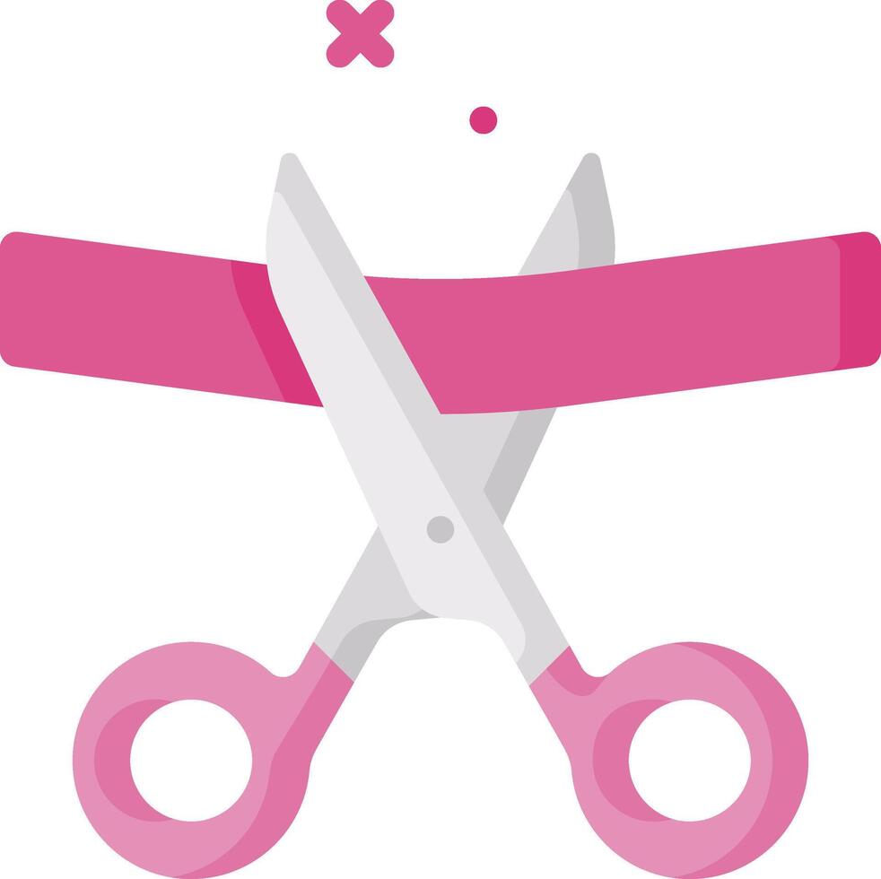 A pair of scissors cutting a pink ribbon vector