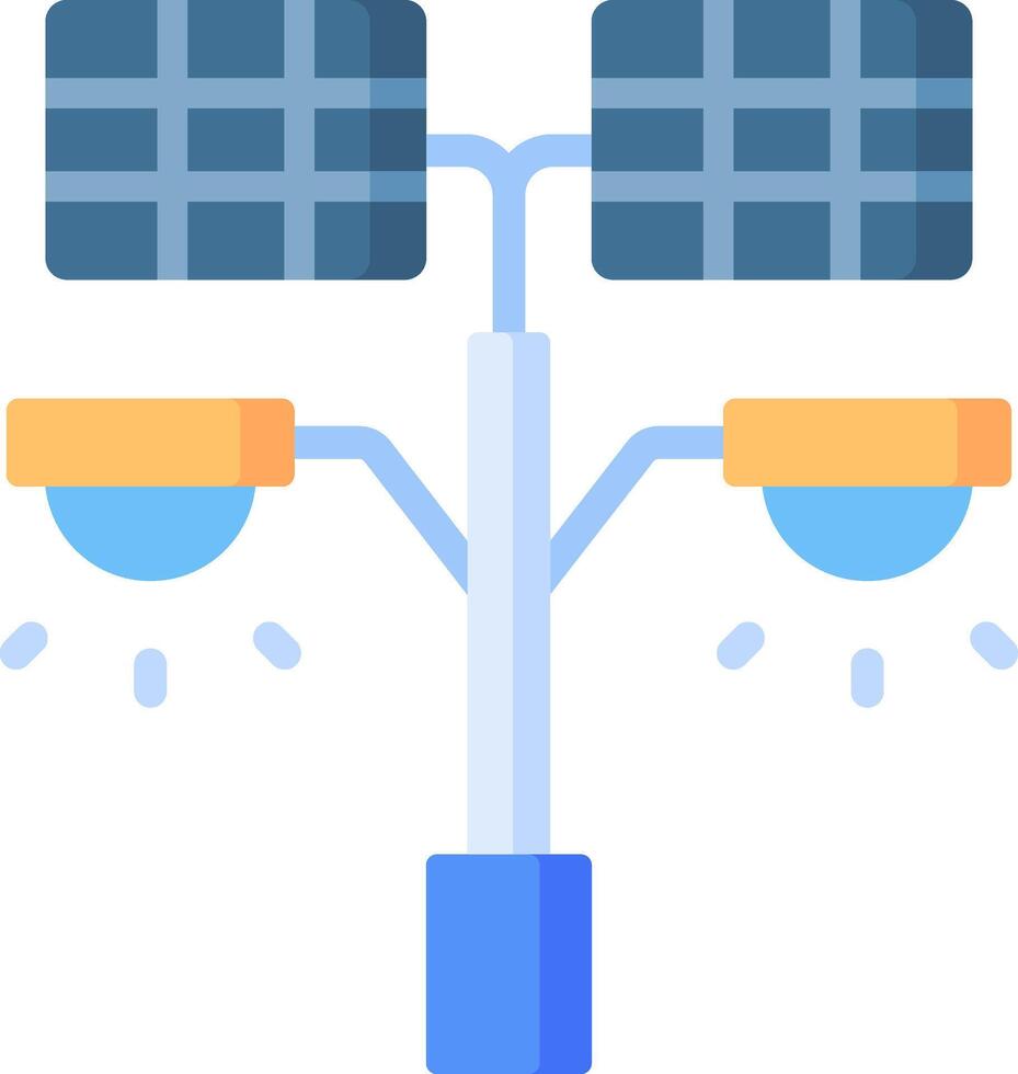 A solar powered light pole with two solar panels vector