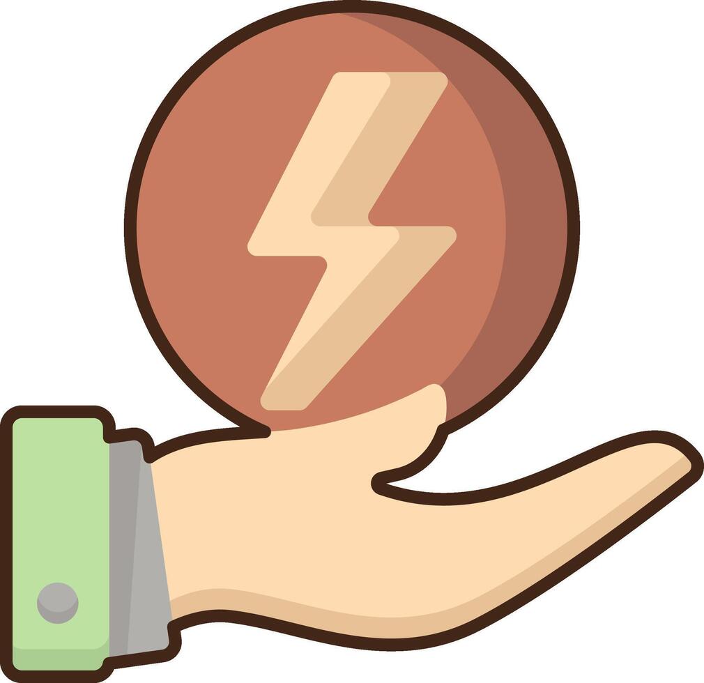 Hand holding a lightning bolt icon on a white background vector