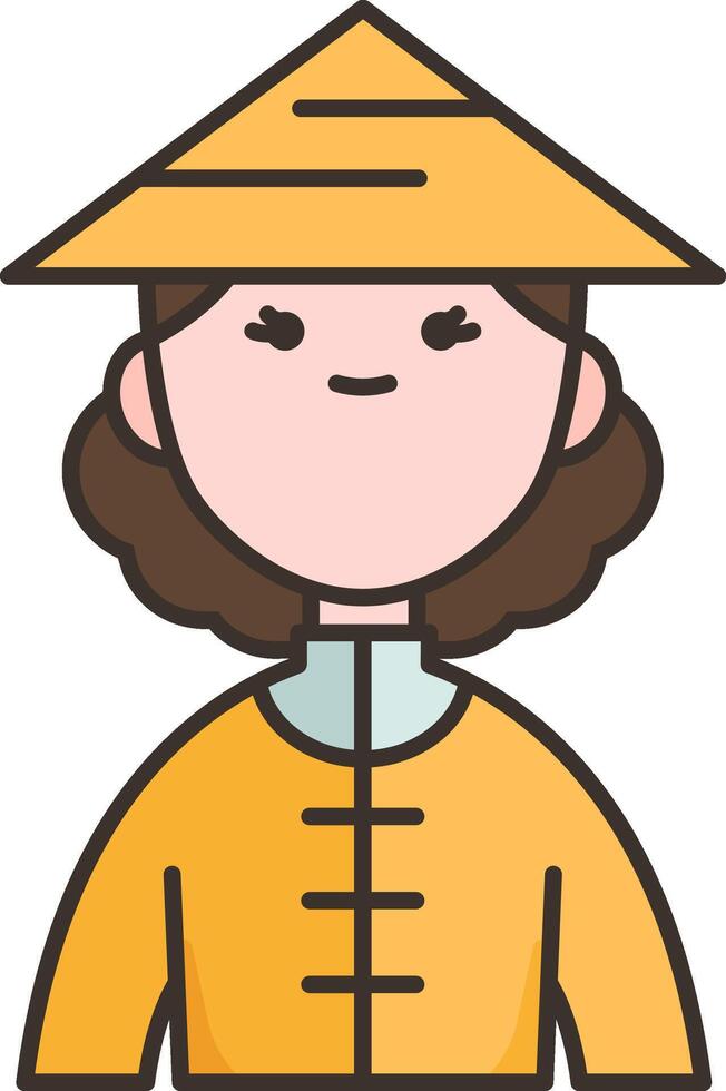 A cartoon woman wearing a yellow hat vector