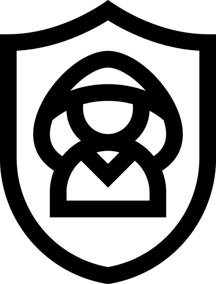 A black and white shield with a person in the middle vector