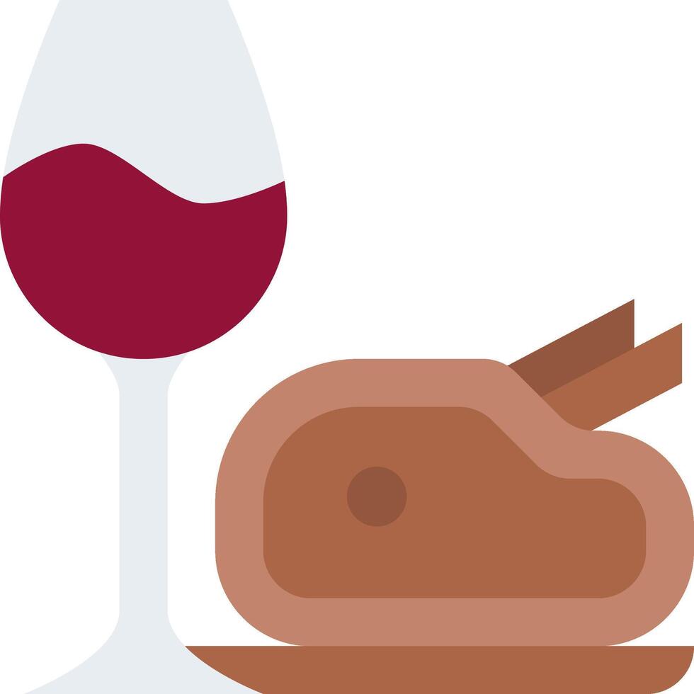 A wine glass and a roast turkey vector