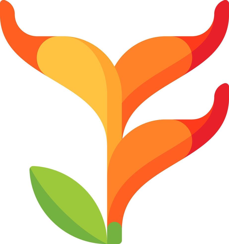 A flower with orange and green leaves vector