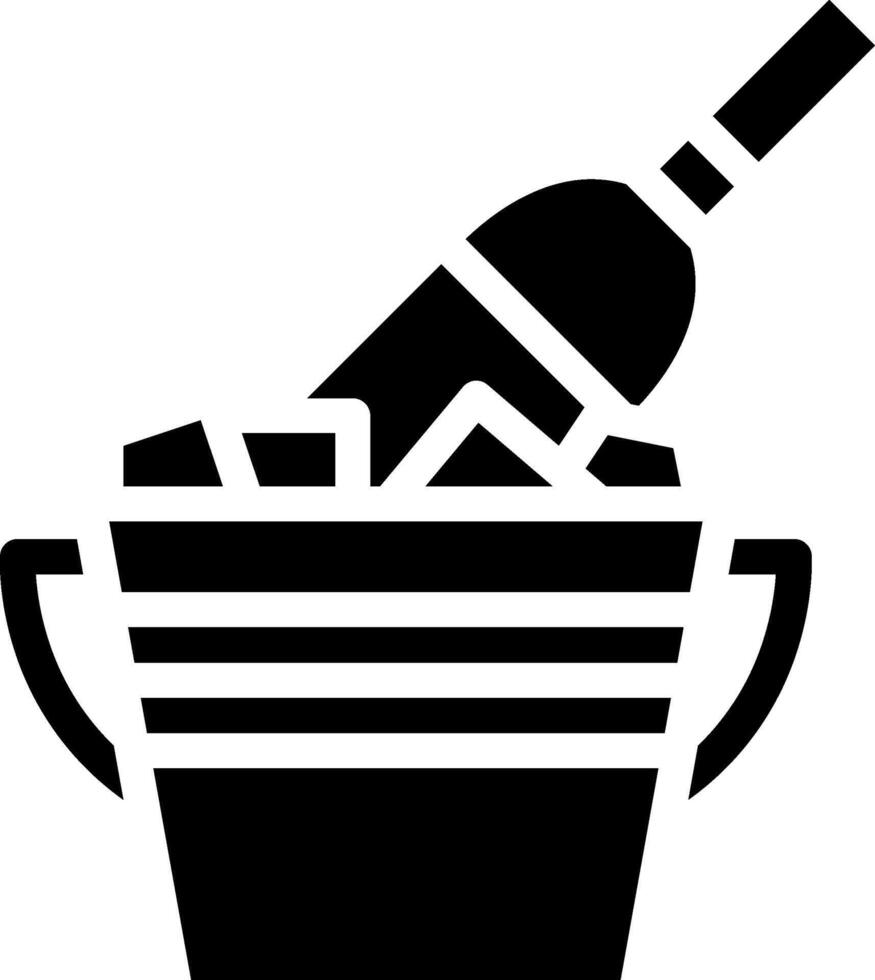 A bucket with ice and a bottle in it vector