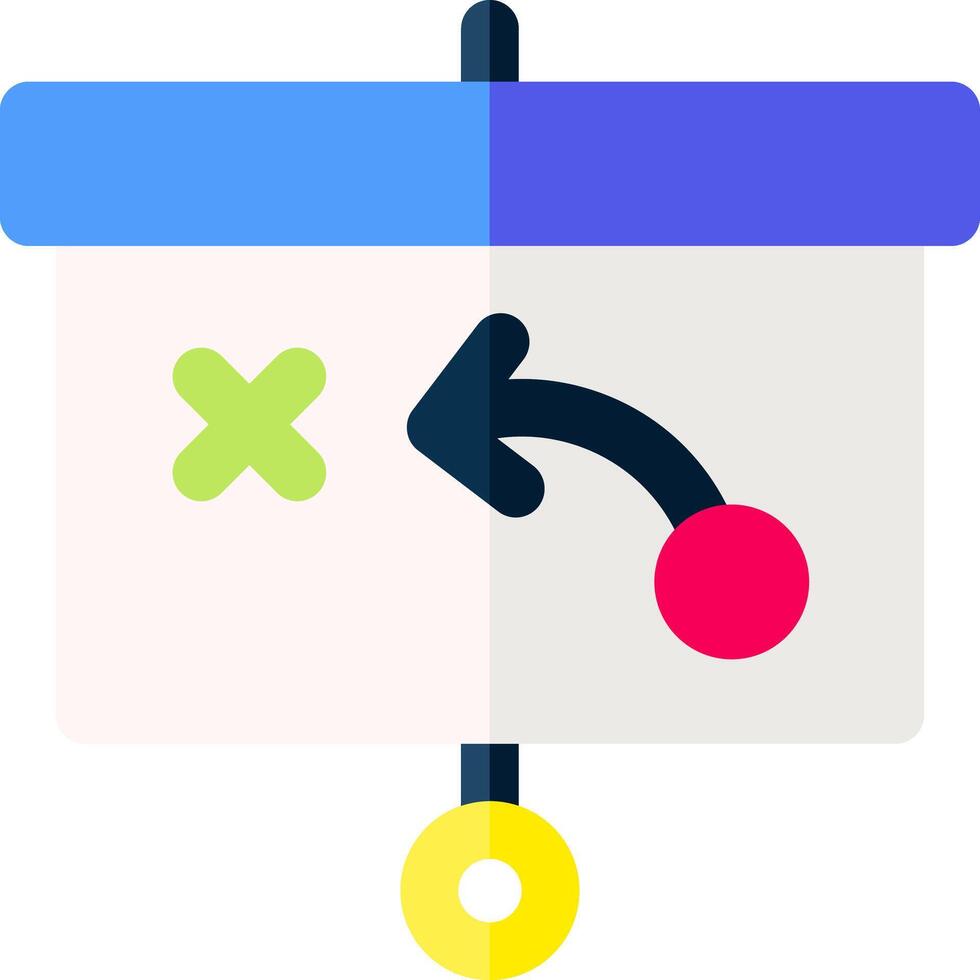 A white board with a red and blue arrow pointing to it vector
