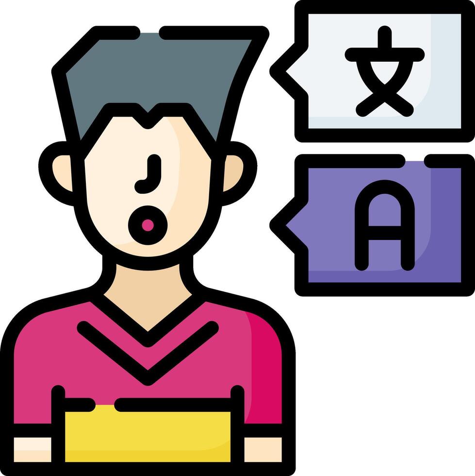 A man with a speech bubble with chinese characters vector