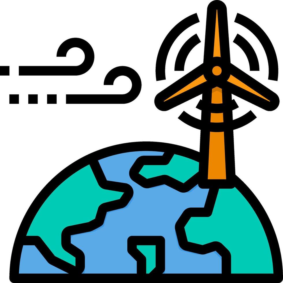 A globe with a wind turbine on it vector