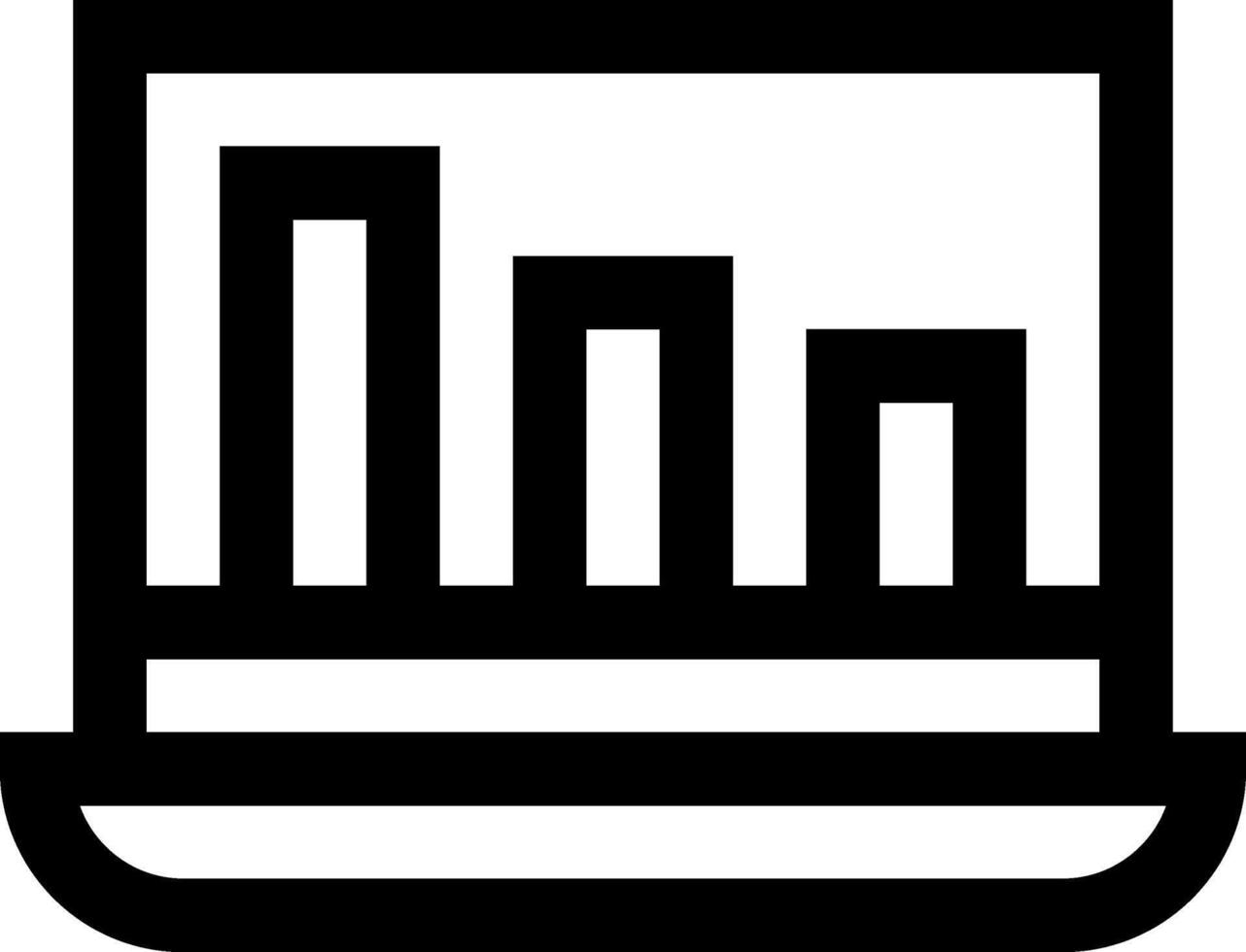 A laptop with a bar graph on it vector