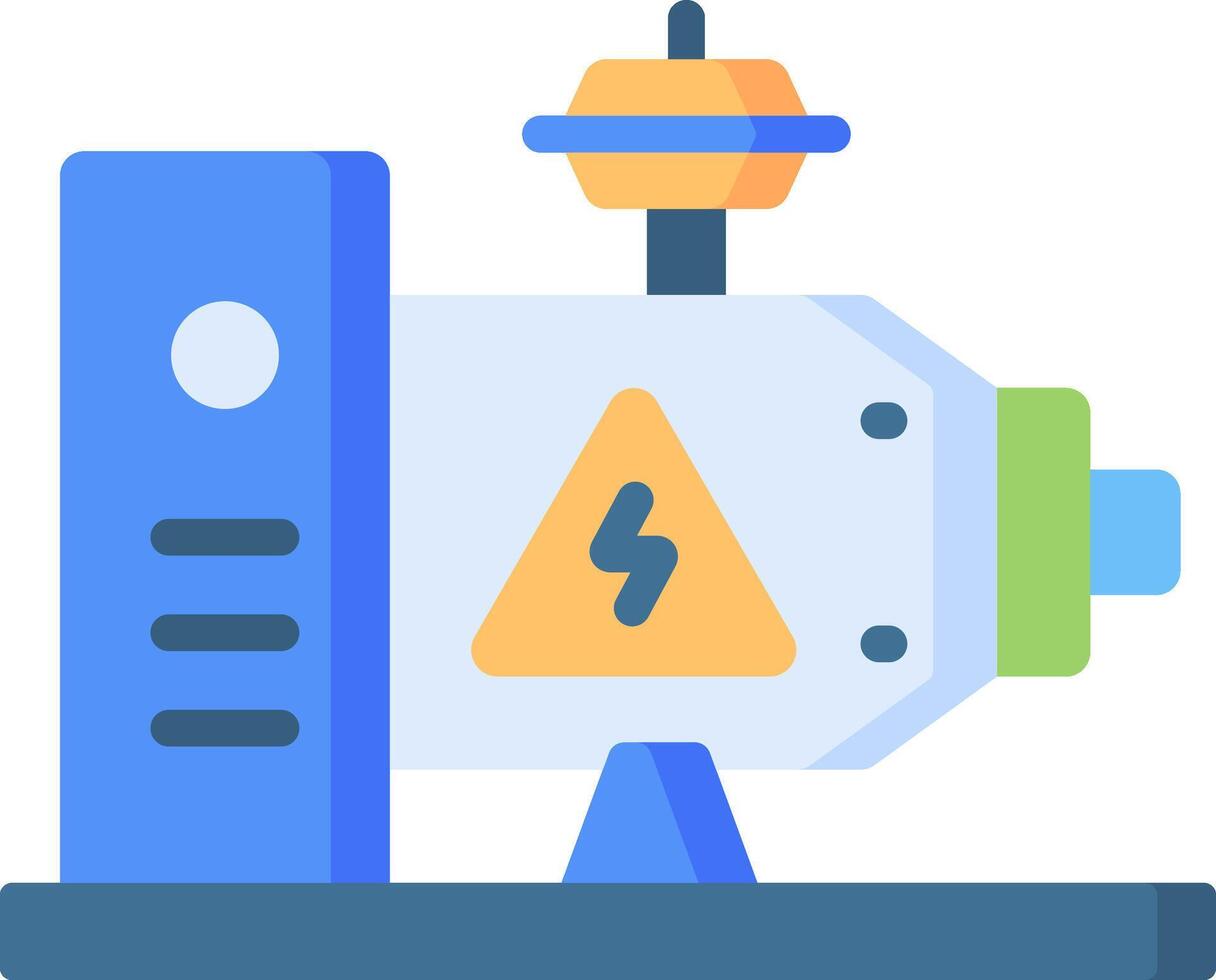 A blue and white machine with a yellow triangle on it vector