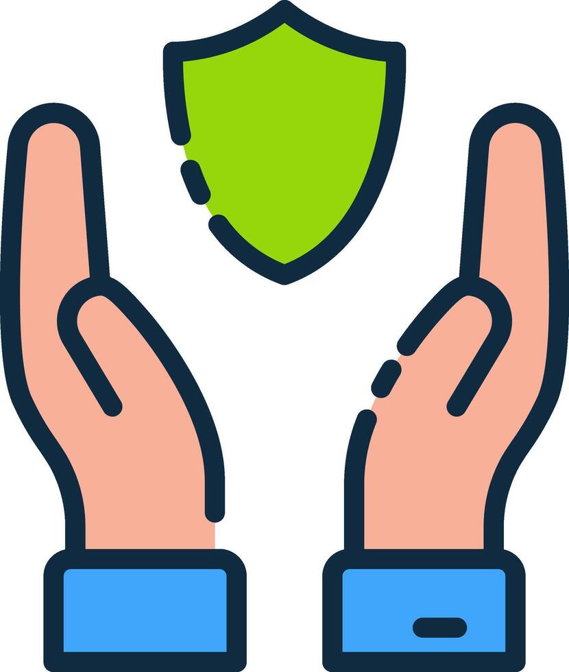 Hands holding a shield icon vector