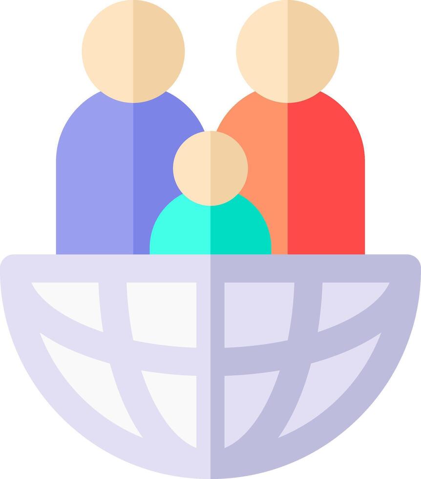 A family is sitting in a globe vector
