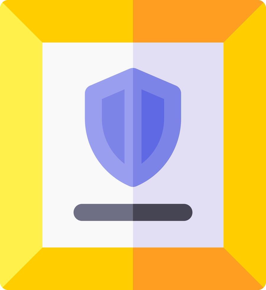 A yellow and orange square with a shield icon vector