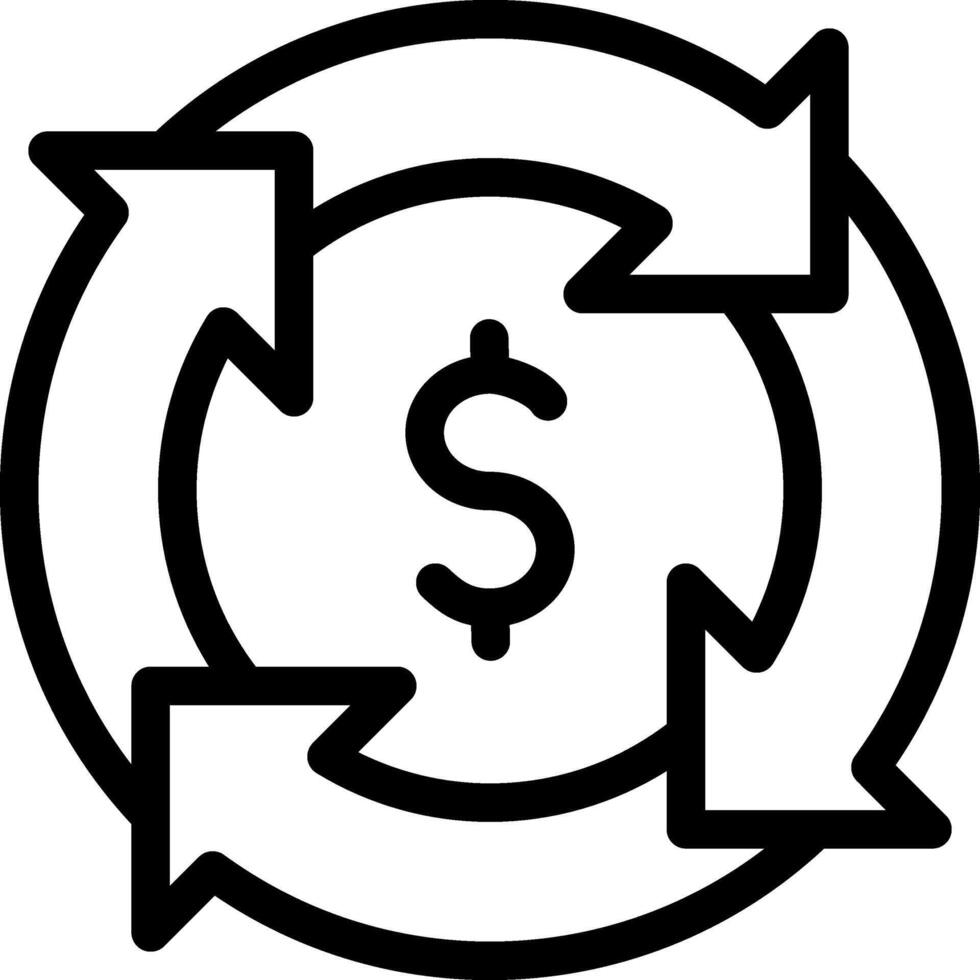 A circle with arrows pointing to a dollar sign vector