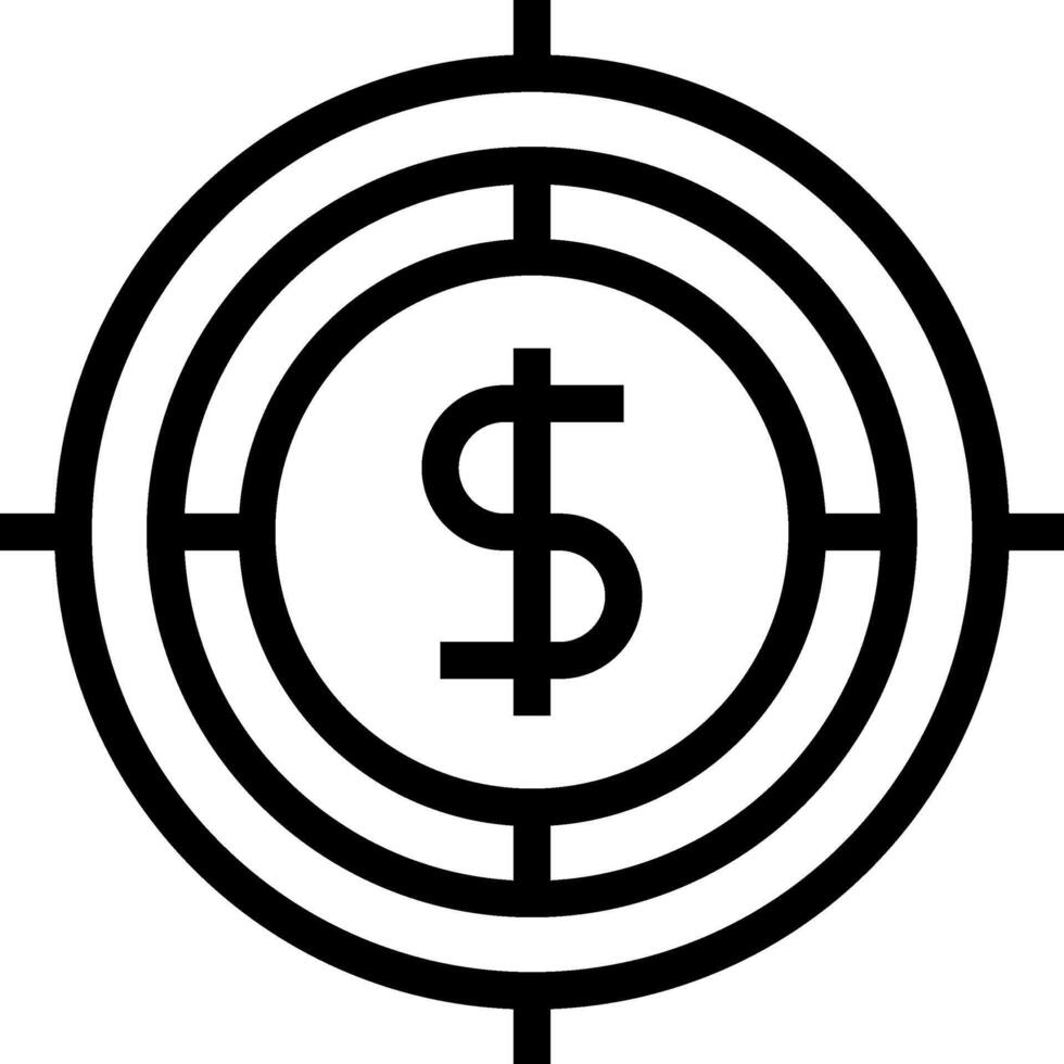 A dollar sign in a circle with a target vector